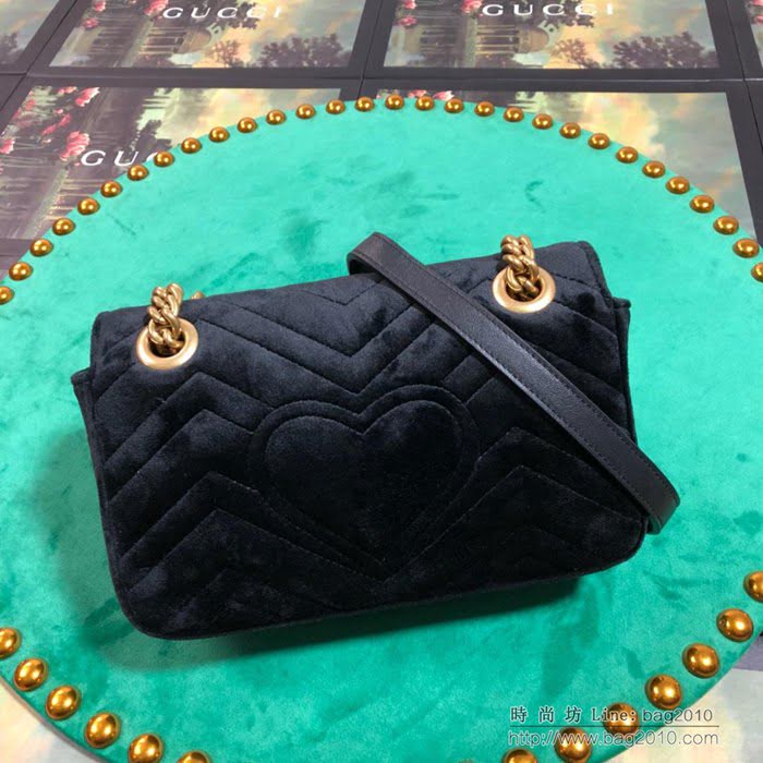 GUCCI古馳女包 新款 專櫃品質 446744 進口牛皮 原廠五金 黑絨 Gucci鏈條包 古馳斜挎包  ydgq3184